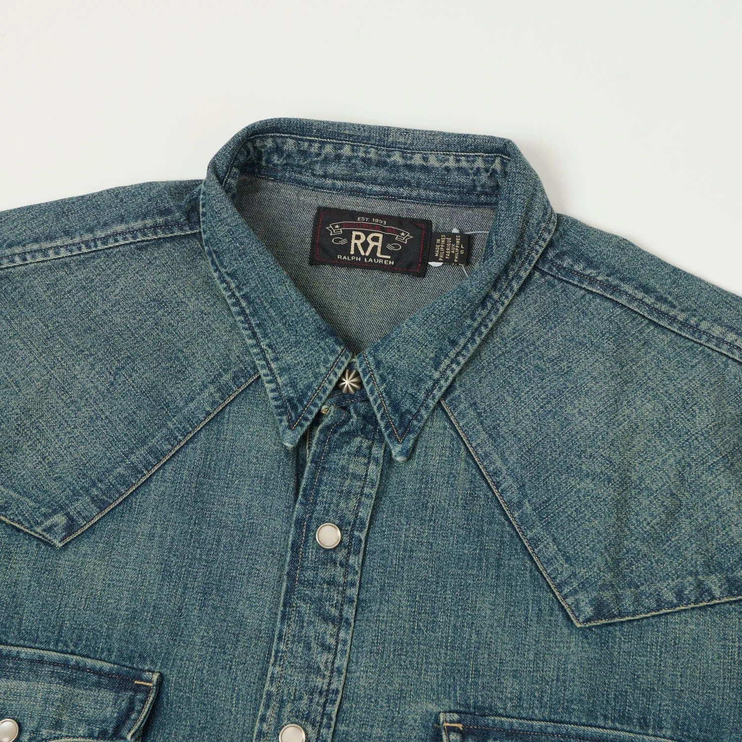 RRL Slim Fit Denim Western Shirt - Dark Wash sold by Son of a Stag product image thumbnail 2