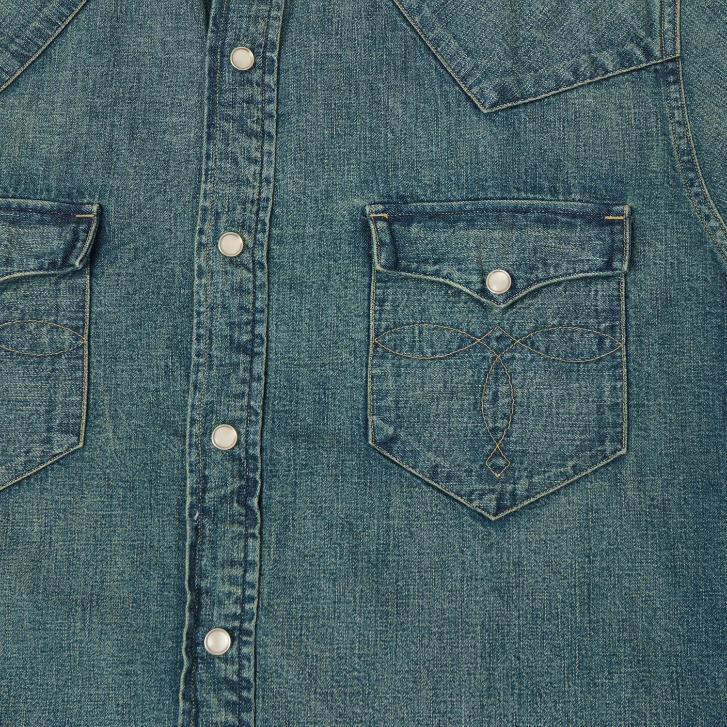 RRL Slim Fit Denim Western Shirt - Dark Wash sold by Son of a Stag product image thumbnail 4