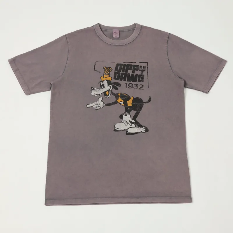 Flea-T 1950s Orange 'Dippy Dawg' T-Shirt - Navy sold by Son of a Stag