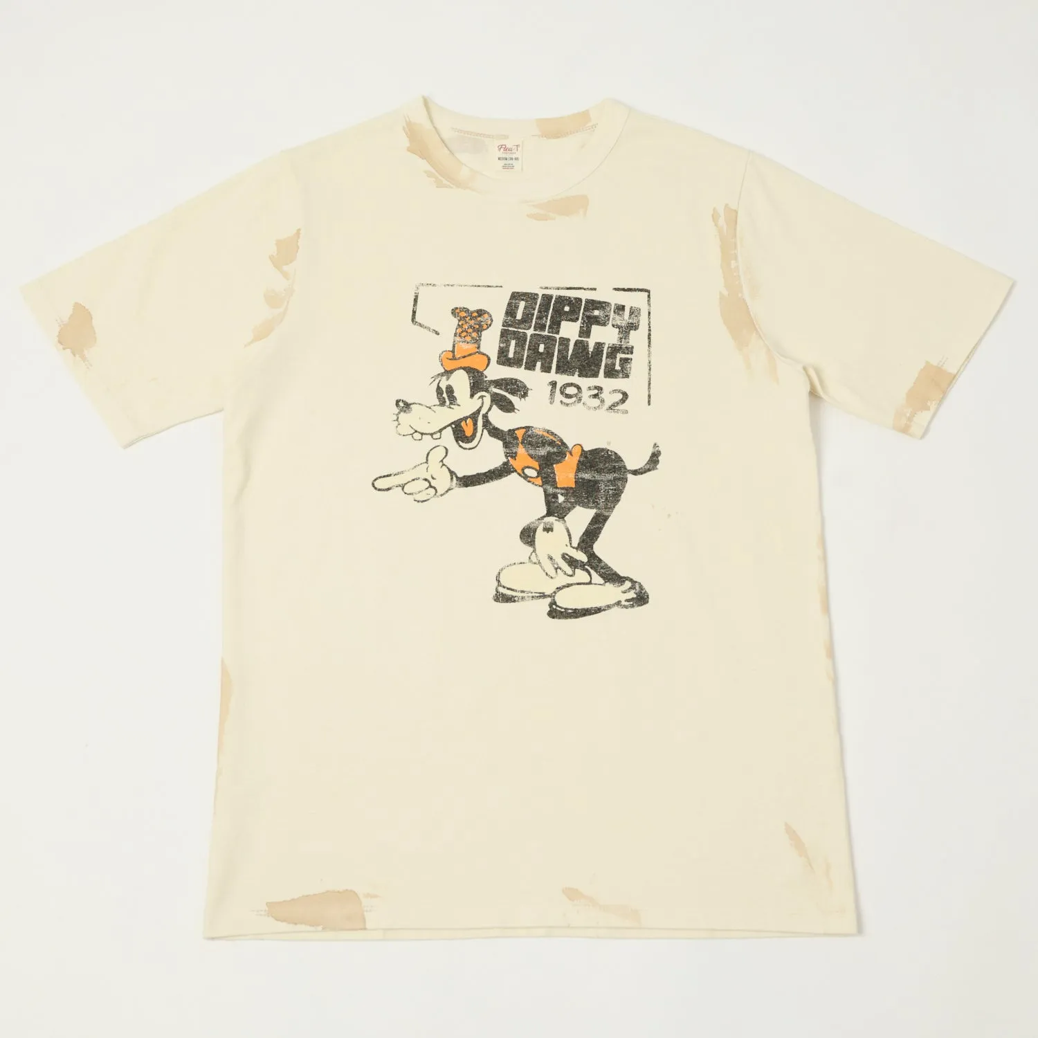 Flea-T 1950s Orange 'Dippy Dawg' T-Shirt - White sold by Son of a Stag