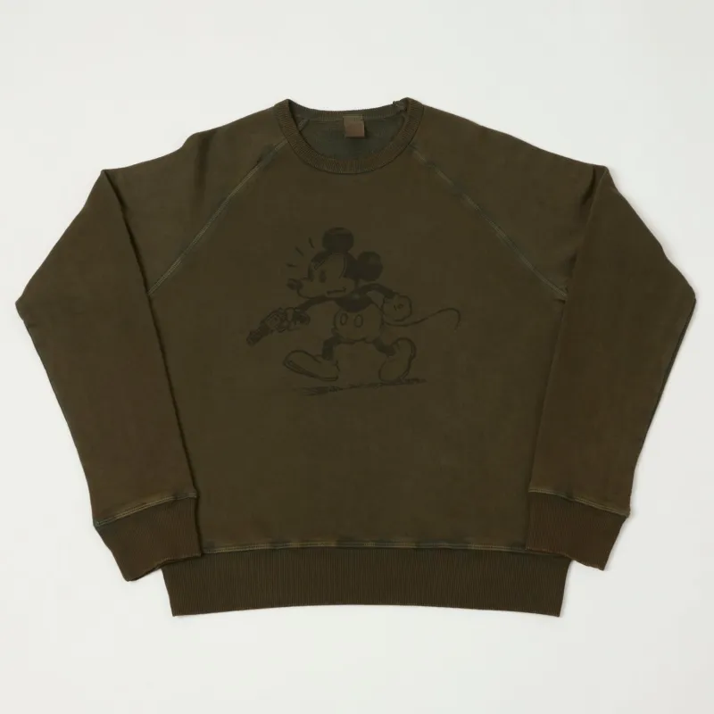 Flea-T 1950s Raglan Sleeve 'Mono Rebel Mickey' Sweatshirt - Brown sold by Son of a Stag