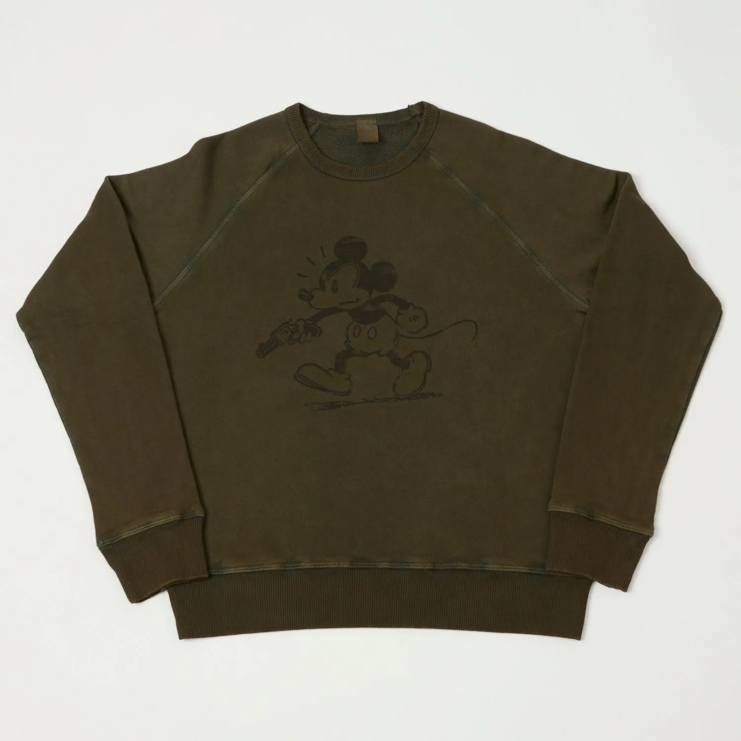 Flea-T 1950s Raglan Sleeve 'Mono Rebel Mickey' Sweatshirt - Brown sold by Son of a Stag