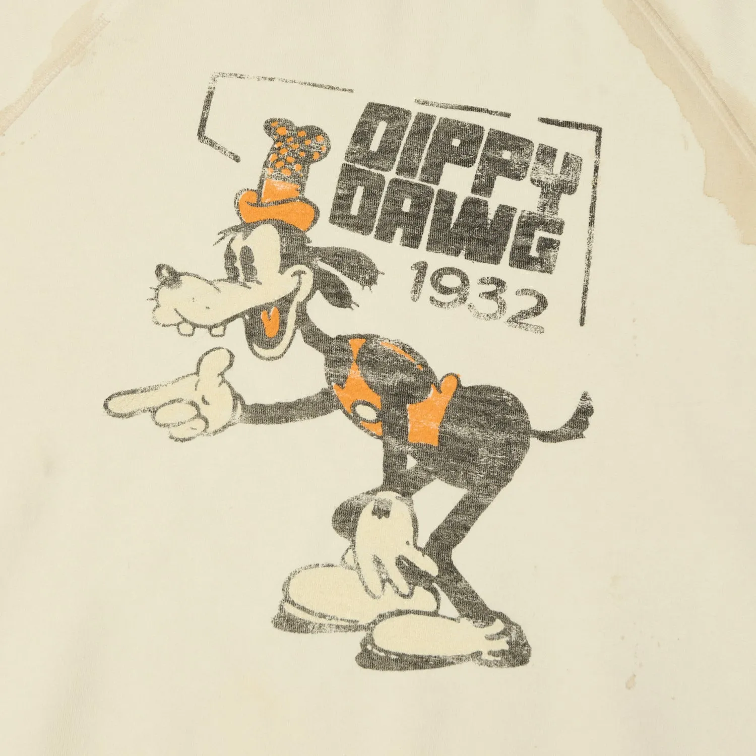 Flea-T 1950s Raglan 'Dippy Dawg' Sweatshirt - White sold by Son of a Stag product image thumbnail 3