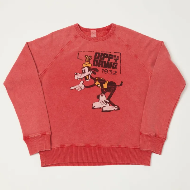 Flea-T 1950s Raglan 'Dippy Dawg' Sweatshirt - Red sold by Son of a Stag