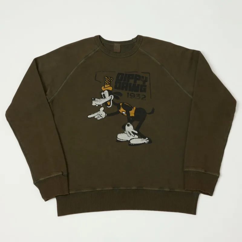 Flea-T 1950s Raglan 'Dippy Dawg' Sweatshirt - Brown sold by Son of a Stag
