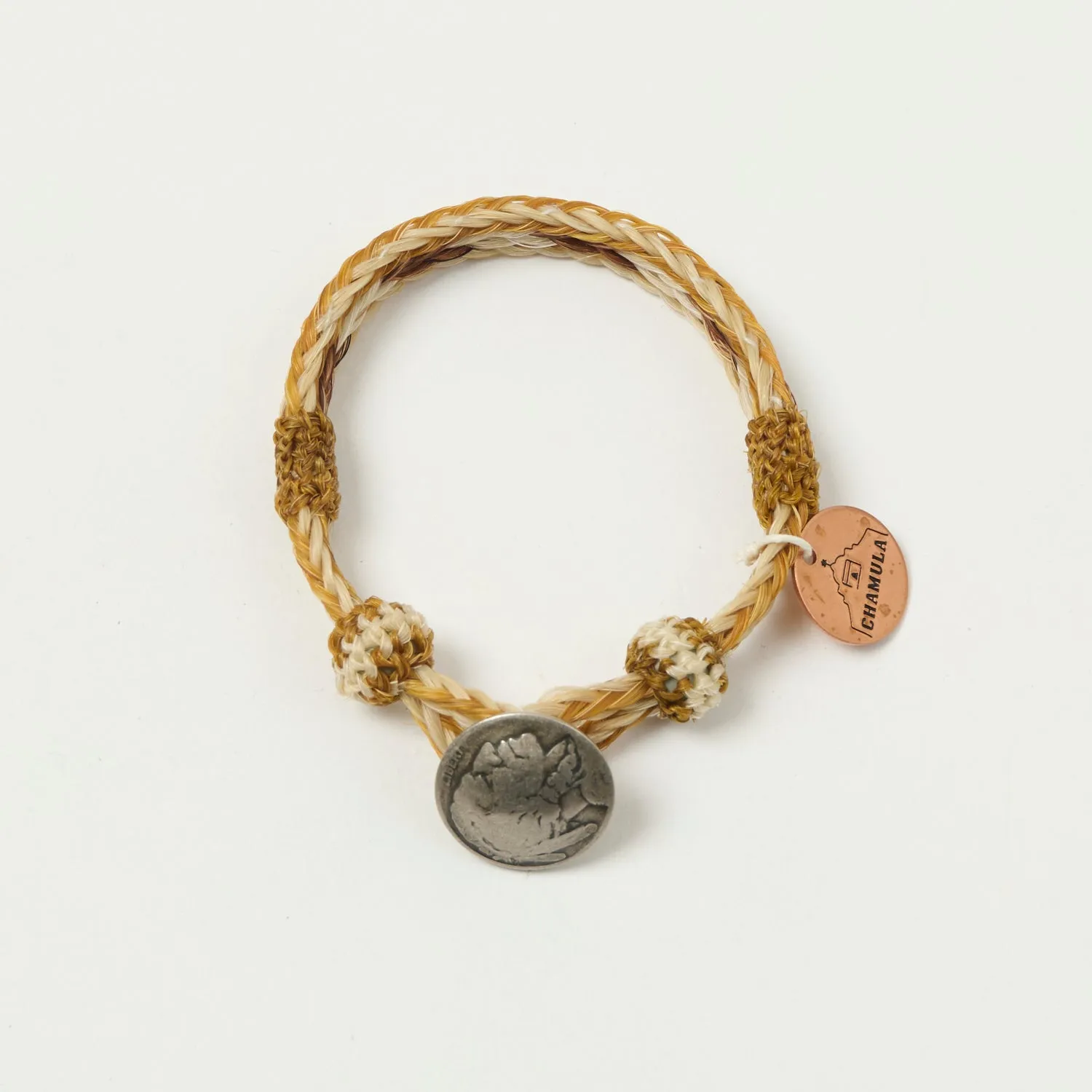 Chamula Horsehair Concho Bracelet - Yellow/Beige sold by Son of a Stag