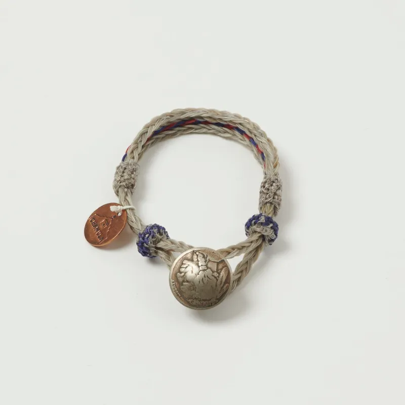 Chamula Horsehair Concho Bracelet - Grey/Blue sold by Son of a Stag