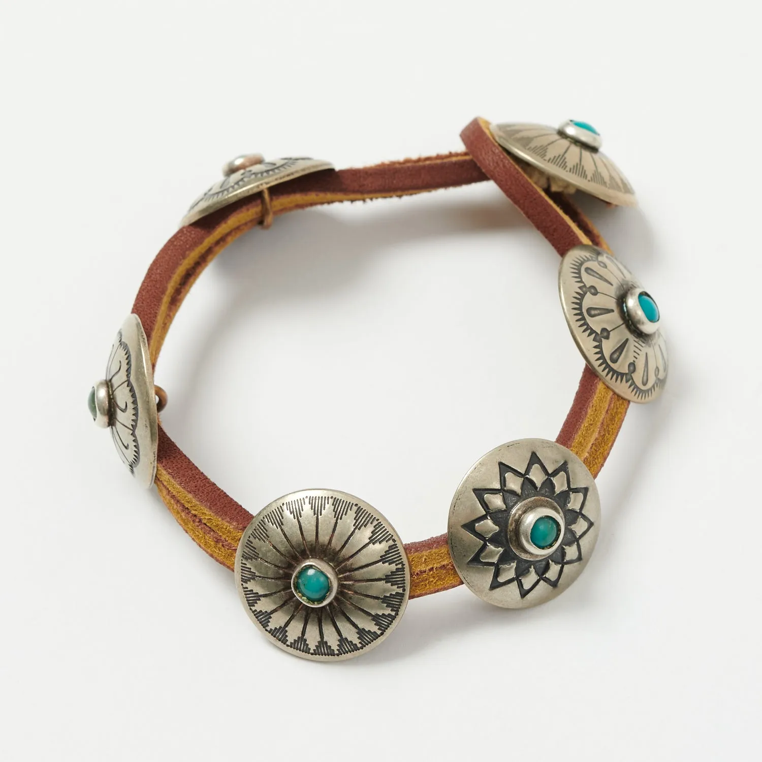 Yuketen Leather Bracelet w/ Concho - Brown sold by Son of a Stag