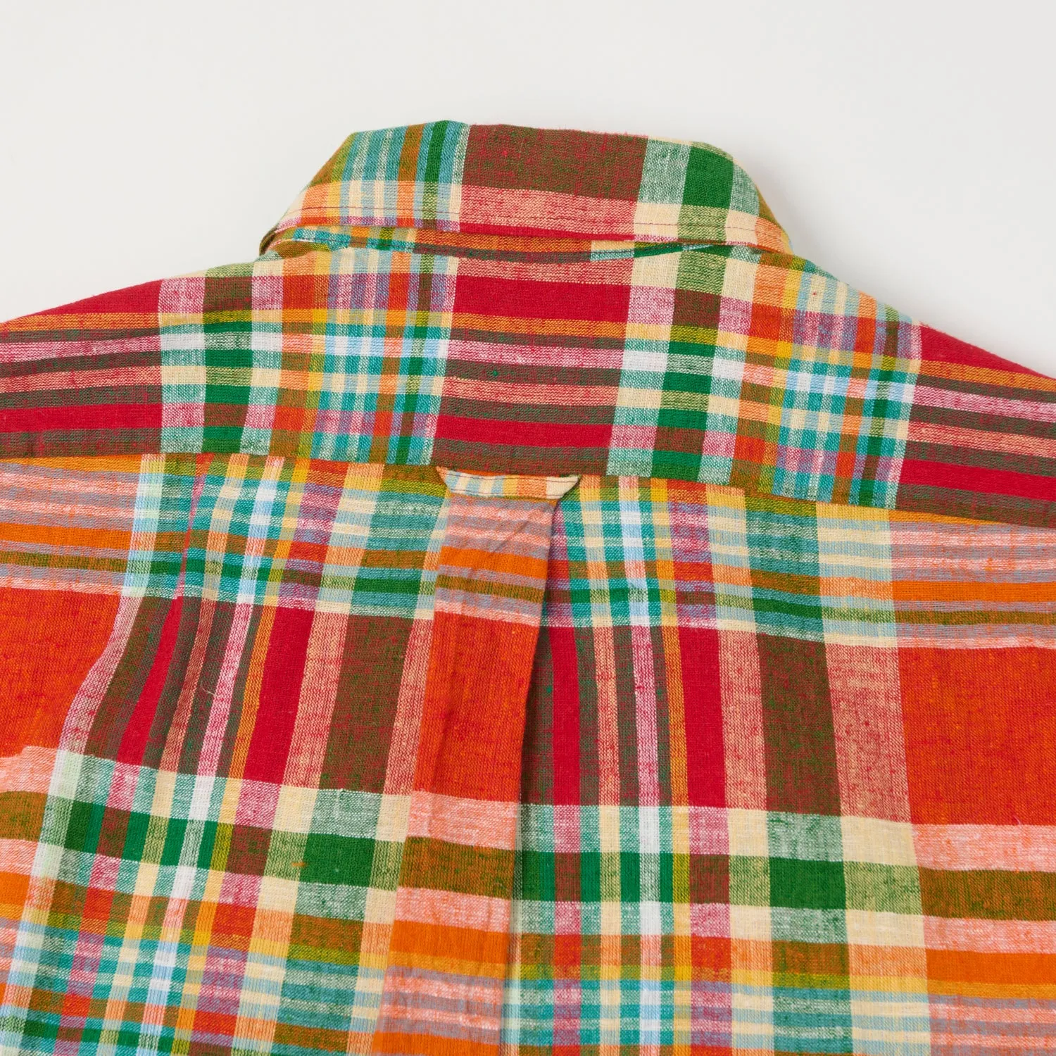 Drake's Cotton Linen Madras Work Shirt - Red/Orange/Green sold by Son of a Stag product image thumbnail 3