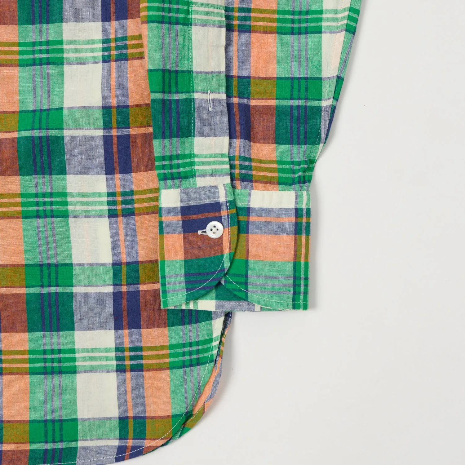 Drake's Button Down Madras Shirt - Green/Orange/Blue sold by Son of a Stag product image thumbnail 4