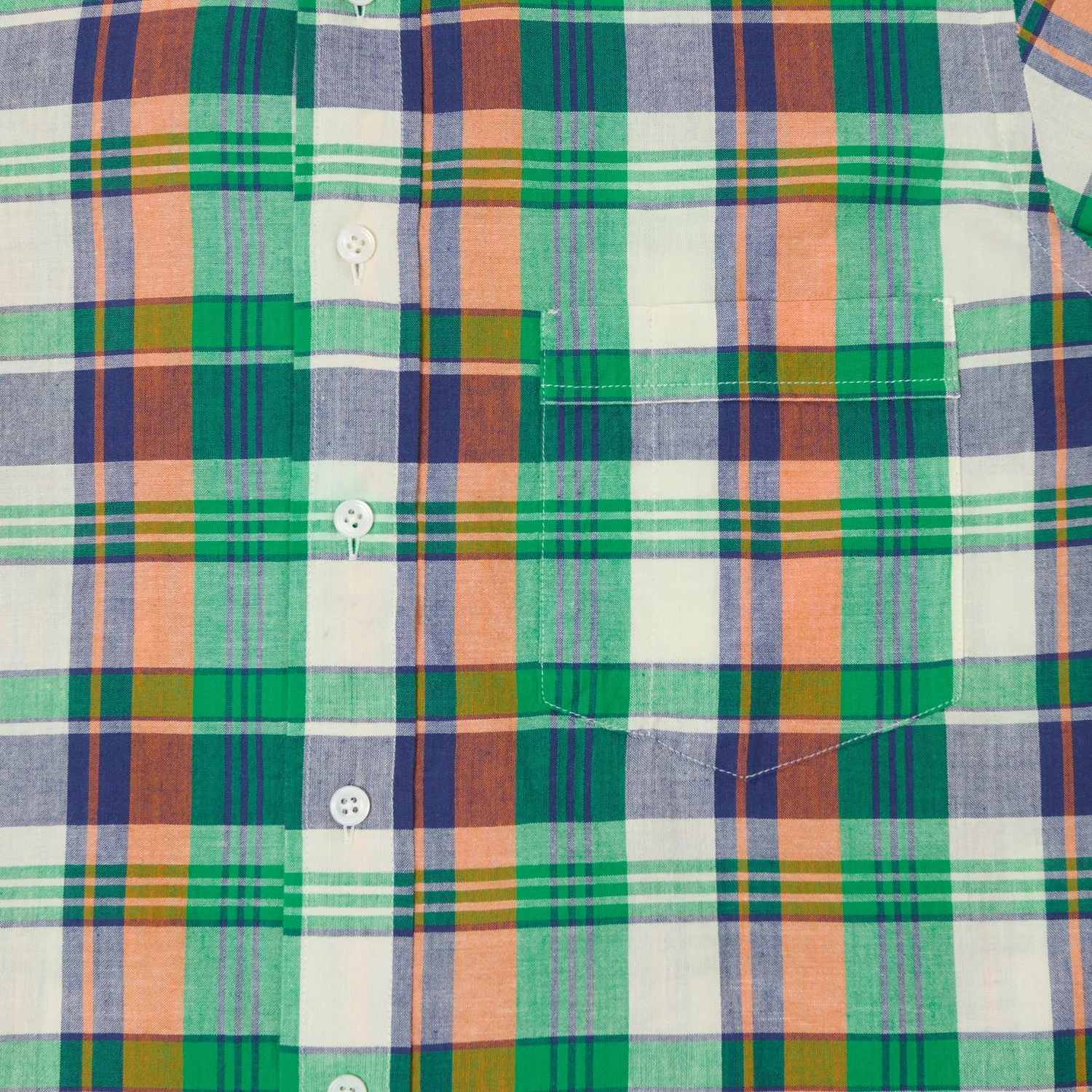 Drake's Button Down Madras Shirt - Green/Orange/Blue sold by Son of a Stag product image thumbnail 5