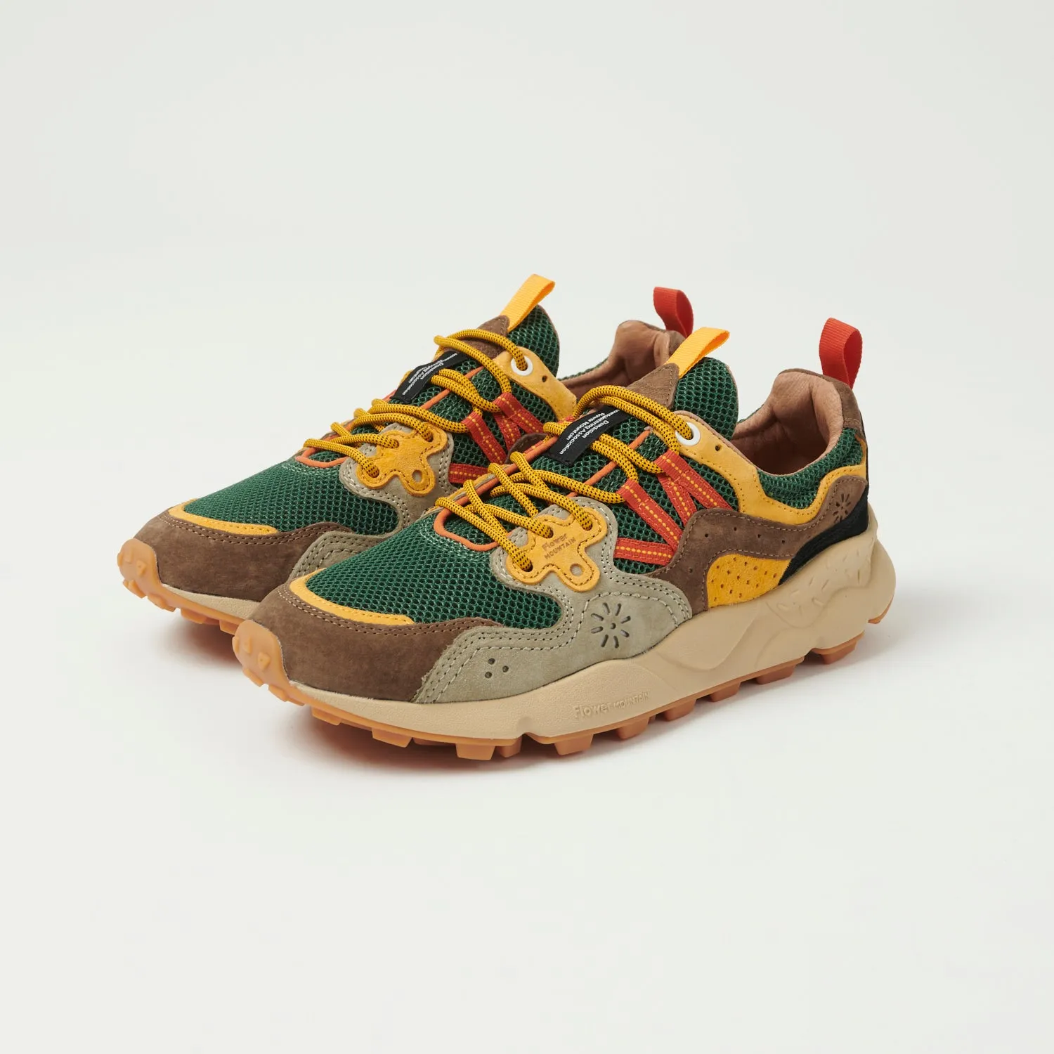 Flower Mountain Yamano 3 Suede/Nylon Sneaker - Taupe/Green/Ocra sold by Son of a Stag