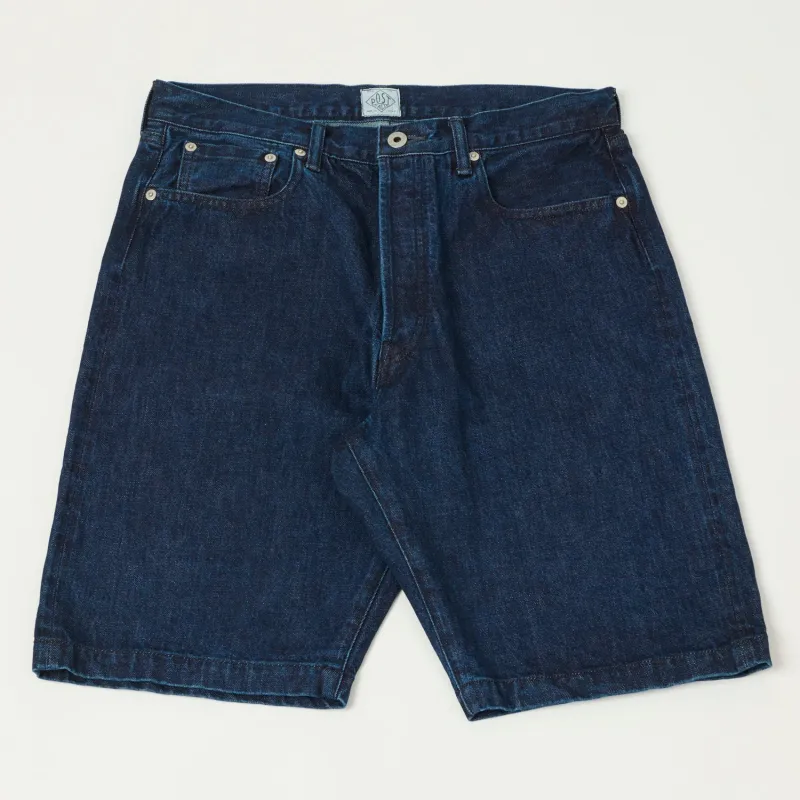 Post Overalls No.2 Five Pocket Denim Shorts - Deep Wash sold by Son of a Stag