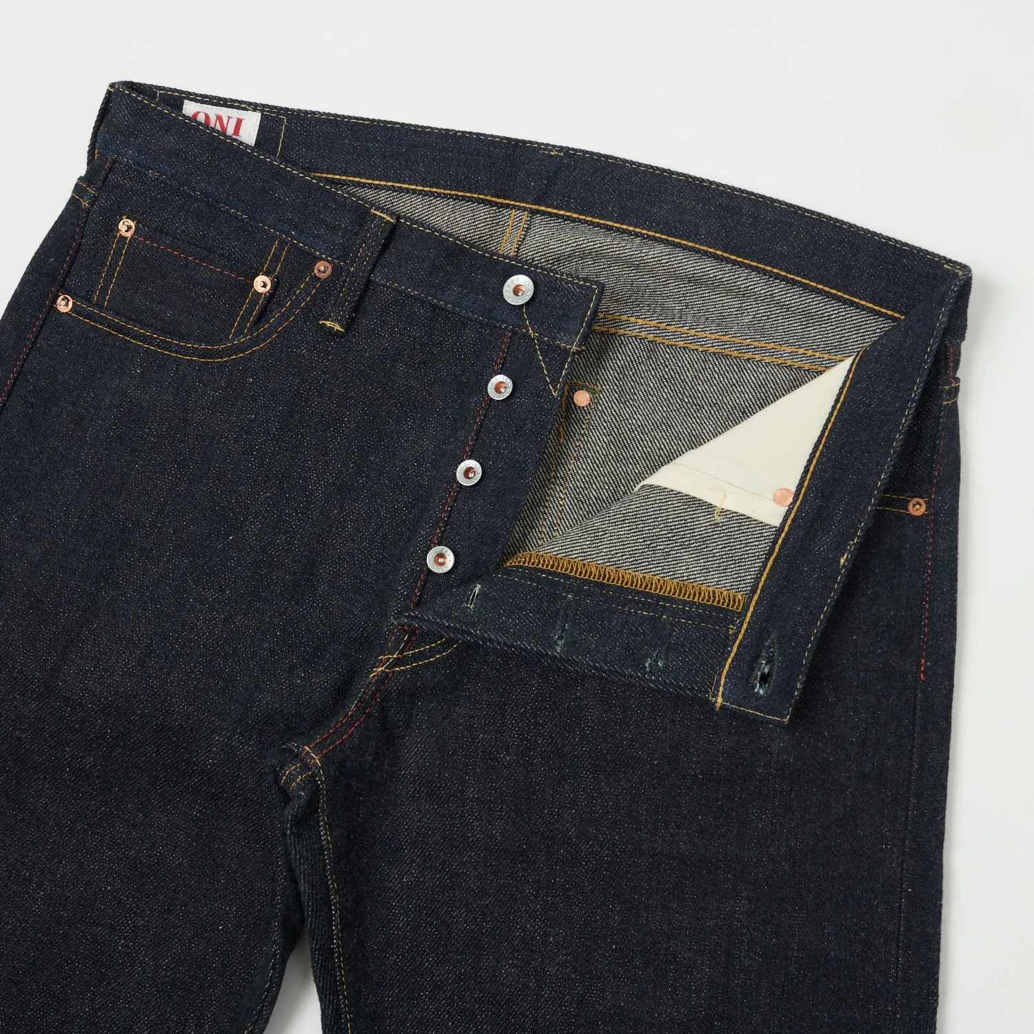 ONI Denim 575 22oz Natural Indigo 'Kabuki' Selvage Slim Straight Jean - One Wash sold by Son of a Stag product image thumbnail 5