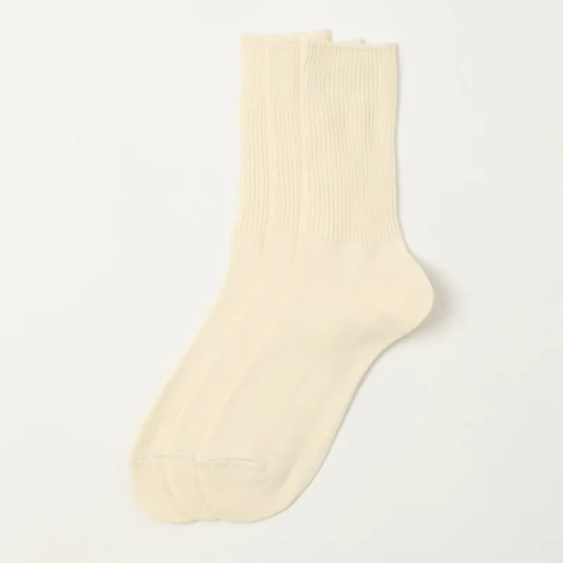 RoToTo Organic Daily 3 Pack Ribbed Crew Sock - Ivory sold by Son of a Stag