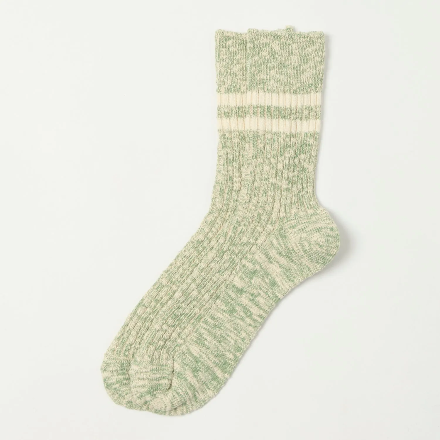 RoToTo Organic Cotton Slub Stripe Sock - Light Green sold by Son of a Stag