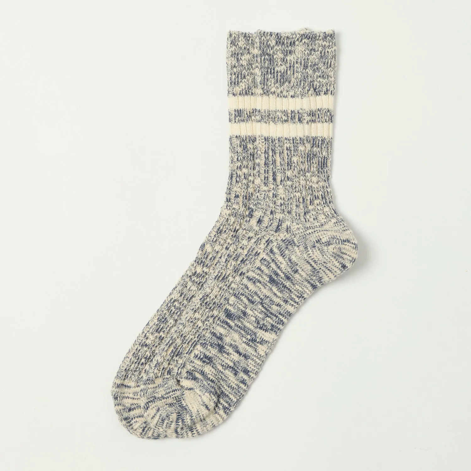 RoToTo Organic Cotton Slub Stripe Sock - Navy sold by Son of a Stag