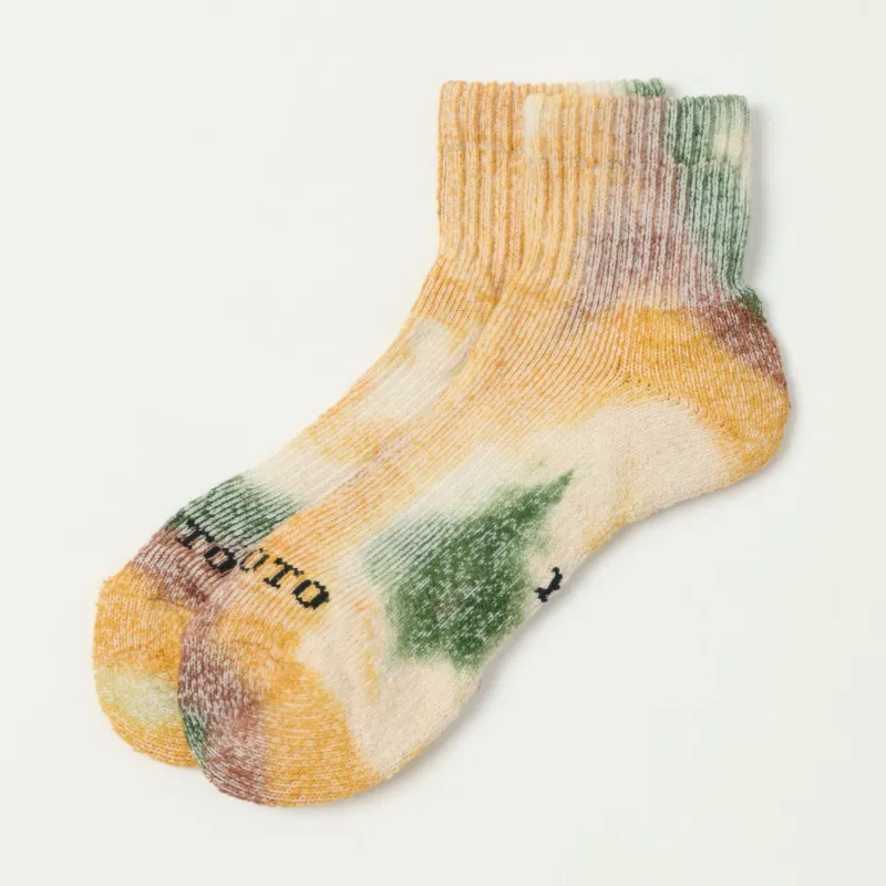 RoToTo Tie Dye  Organic Cotton Pile Ankle Sock - Green/Gold/Brown sold by Son of a Stag