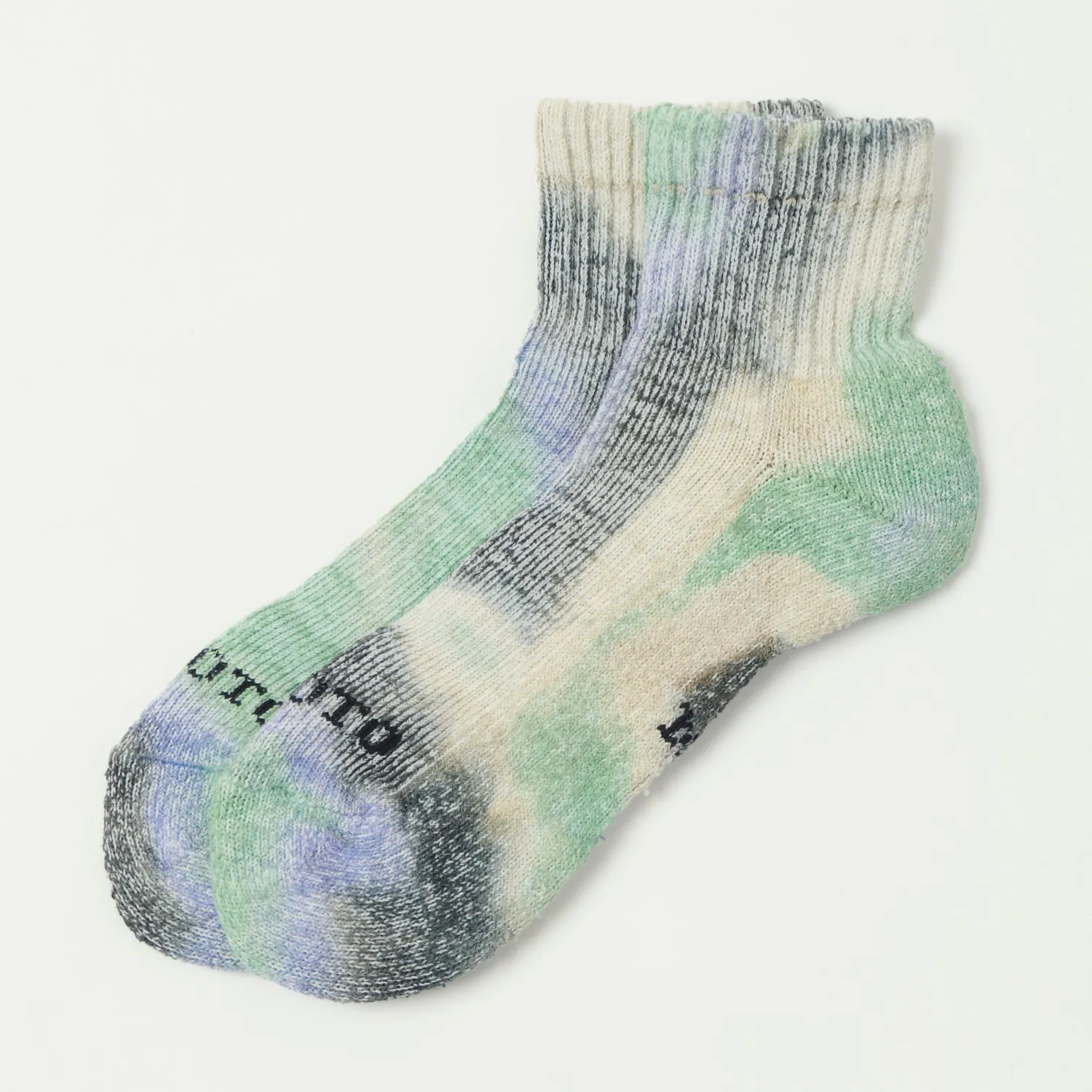 RoToTo Tie Dye Organic Cotton Pile Ankle Sock - Black/Mint/Purple sold by Son of a Stag
