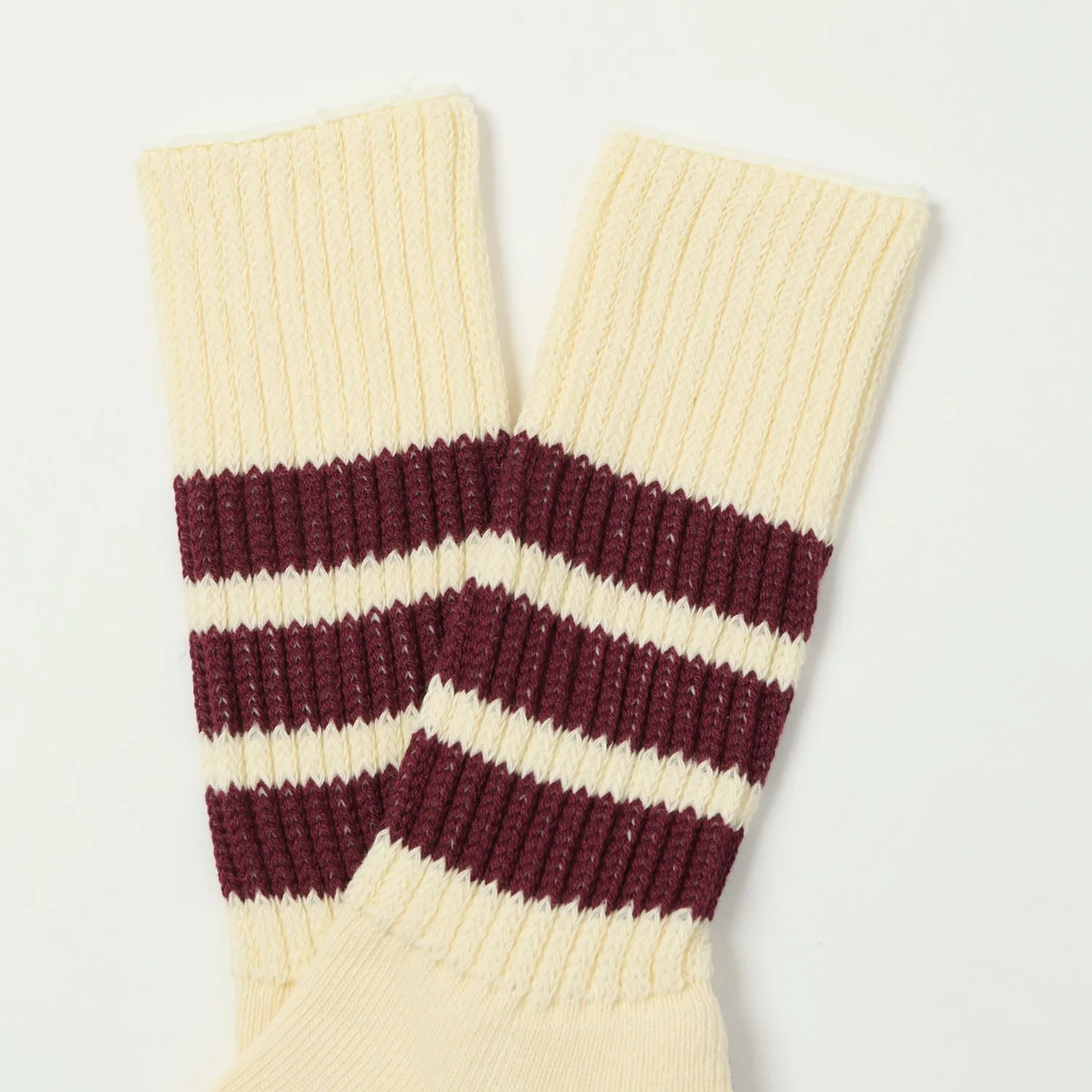 RoToTo Coarse Ribbed Oldschool Crew Sock - Bordeaux sold by Son of a Stag product image thumbnail 2
