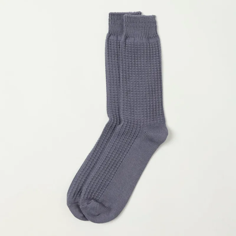 RoToTo Cotton Waffle Crew Sock - Steel Blue sold by Son of a Stag