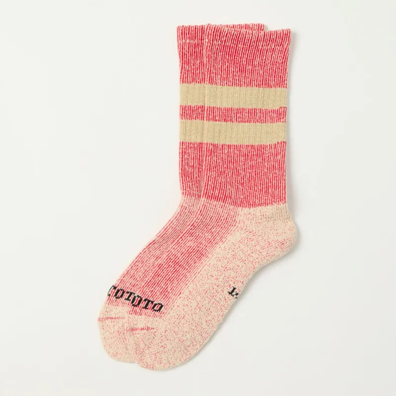 RoToTo Pile Stripe Marl Sock - Red/Beige sold by Son of a Stag
