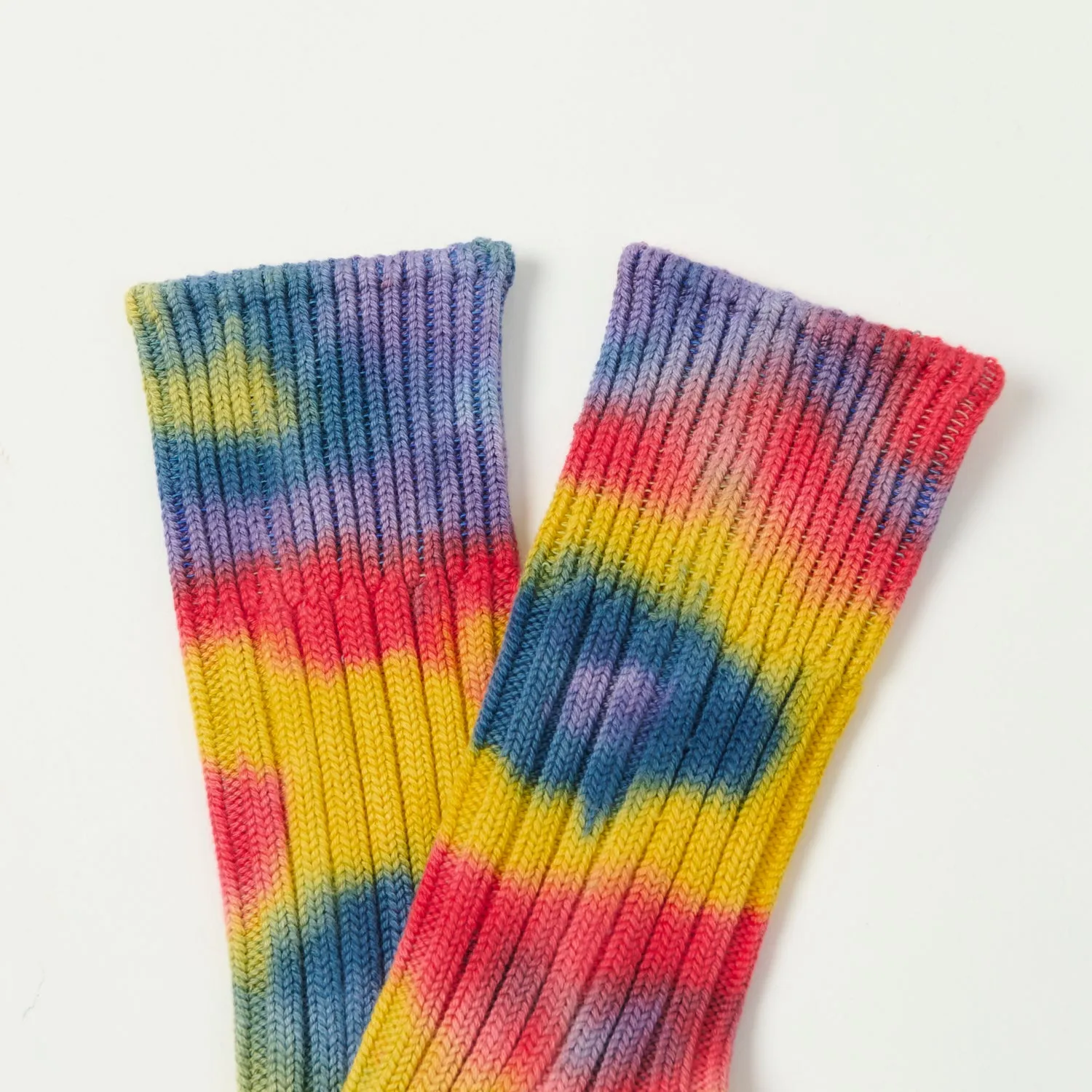 RoToTo Tie Dye Chunky Ribbed Crew Sock - Red/Yellow/Blue sold by Son of a Stag product image thumbnail 2