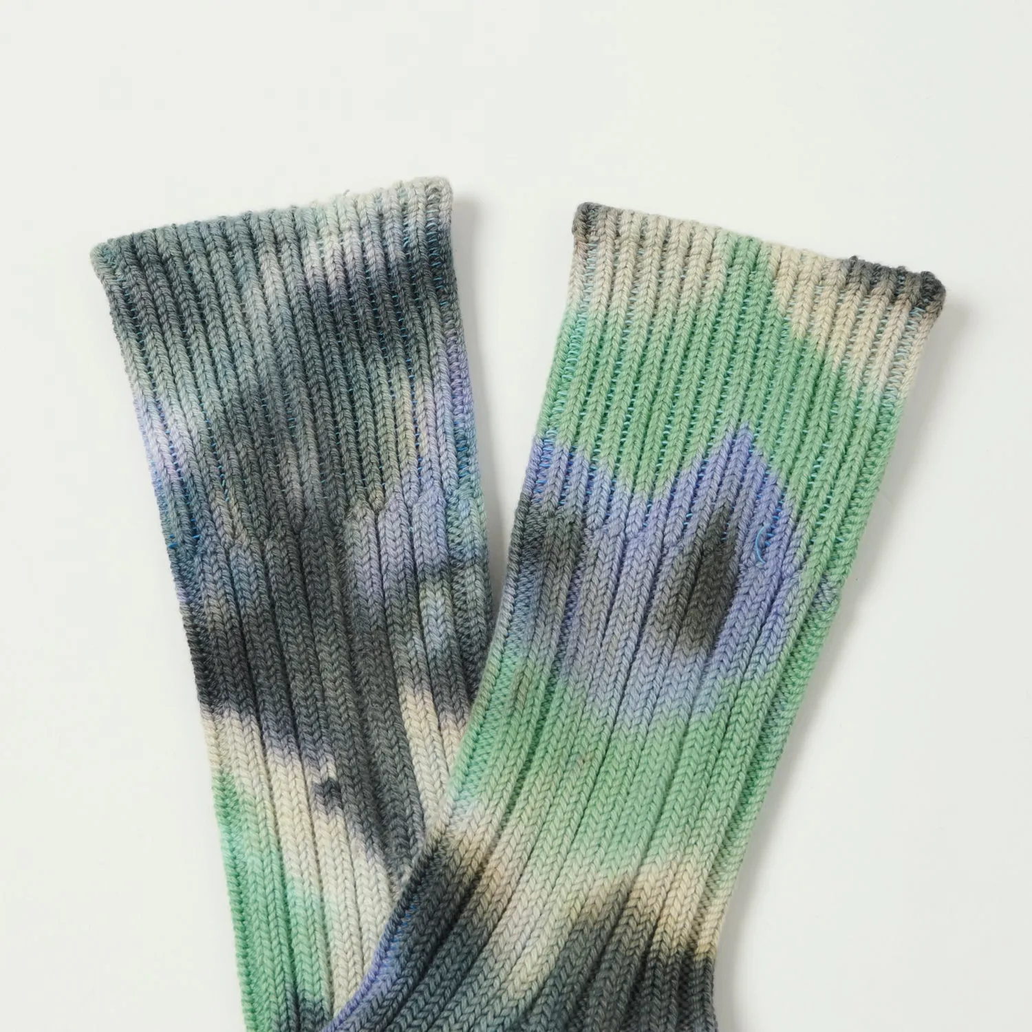 RoToTo Tie Dye Chunky Ribbed Crew Sock - Black/Mint/Purple sold by Son of a Stag product image thumbnail 2