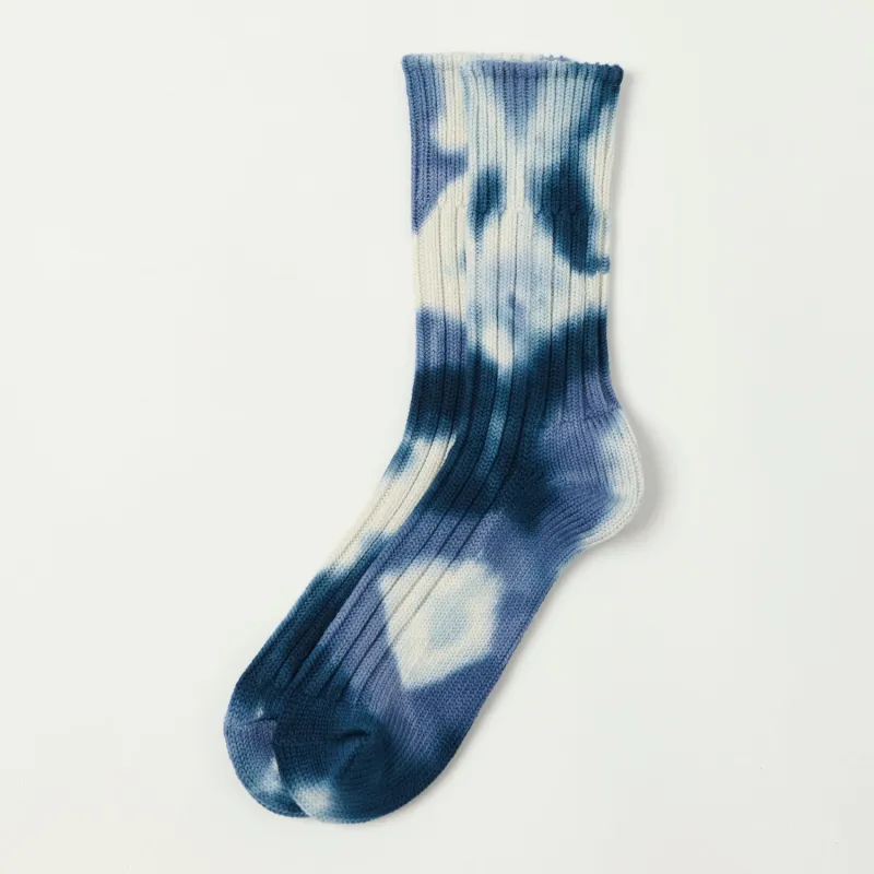 RoToTo Tie Dye Chunky Ribbed Crew Sock - Navy/Blue sold by Son of a Stag