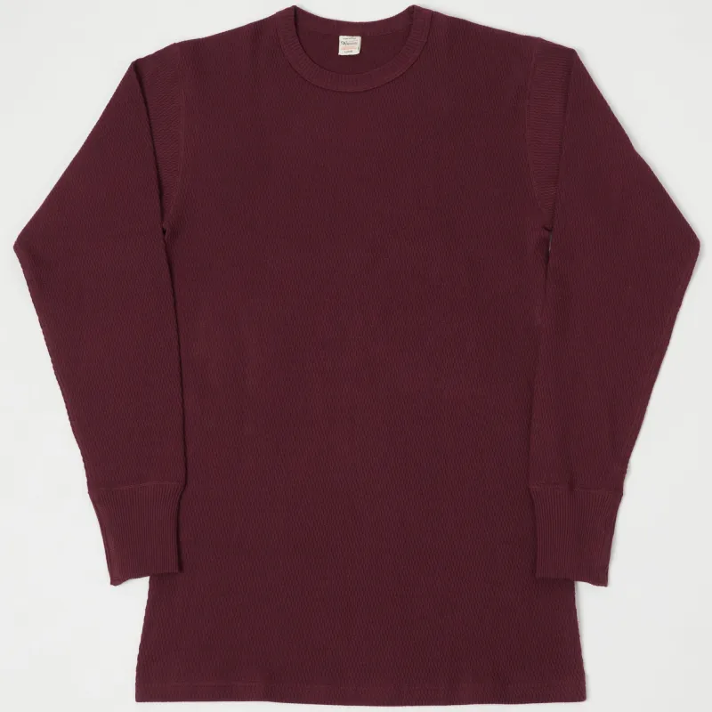 Warehouse & Co 5903 Waffle Knit Thermal T-Shirt - Bordeaux sold by Son of a Stag