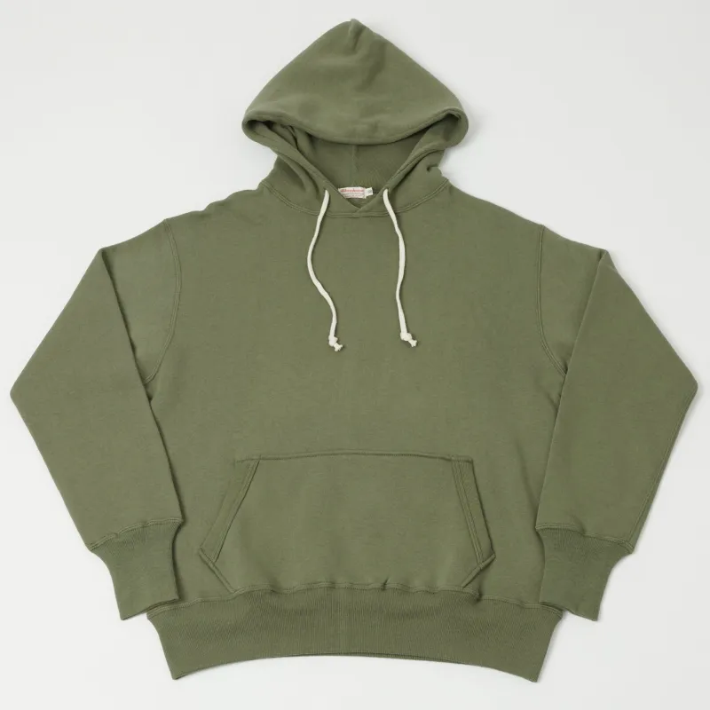 Warehouse & Co 450 Two Needle Hooded Sweatshirt - OD Green sold by Son of a Stag