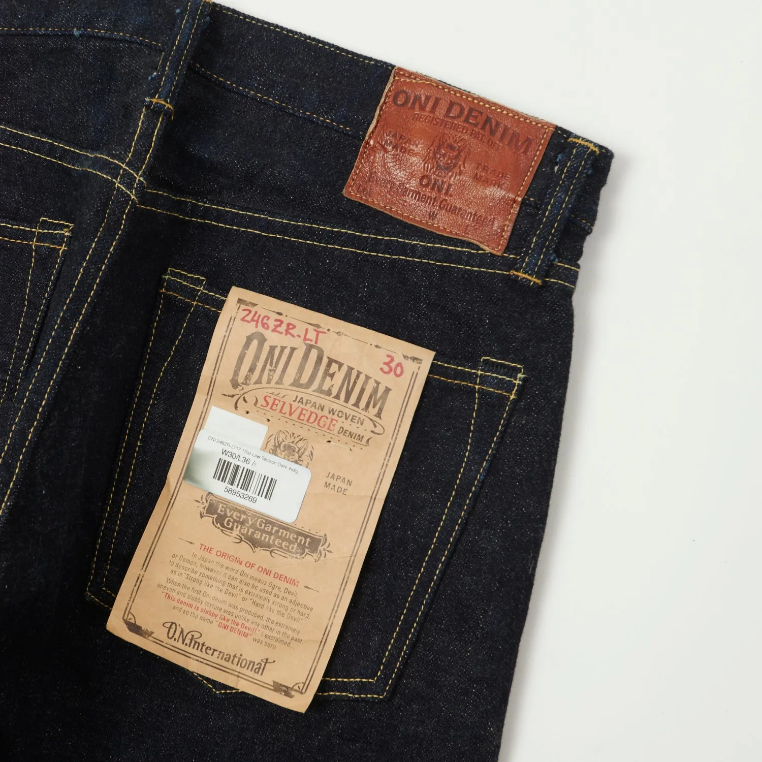 ONI Denim 246ZR-LT17G 17oz Low Tension Relaxed Tapered Jean - Dark Indigo One Wash sold by Son of a Stag product image thumbnail 2