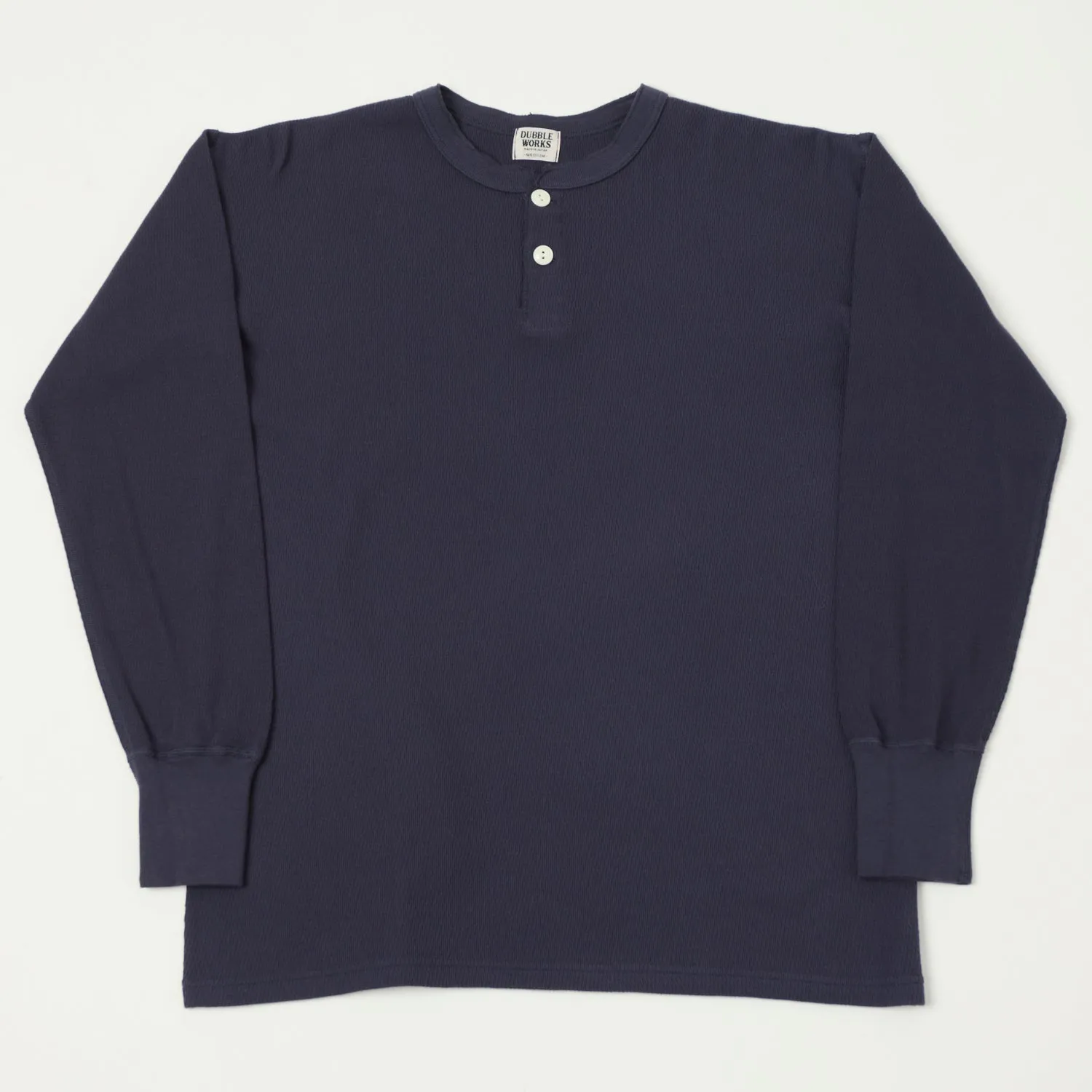 Dubbleworks Long Sleeve Thermal Henley - Navy sold by Son of a Stag