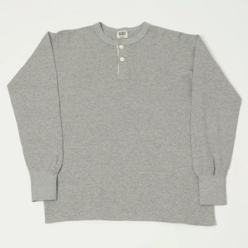 Dubbleworks Long Sleeve Thermal Henley - Heather Grey sold by Son of a Stag
