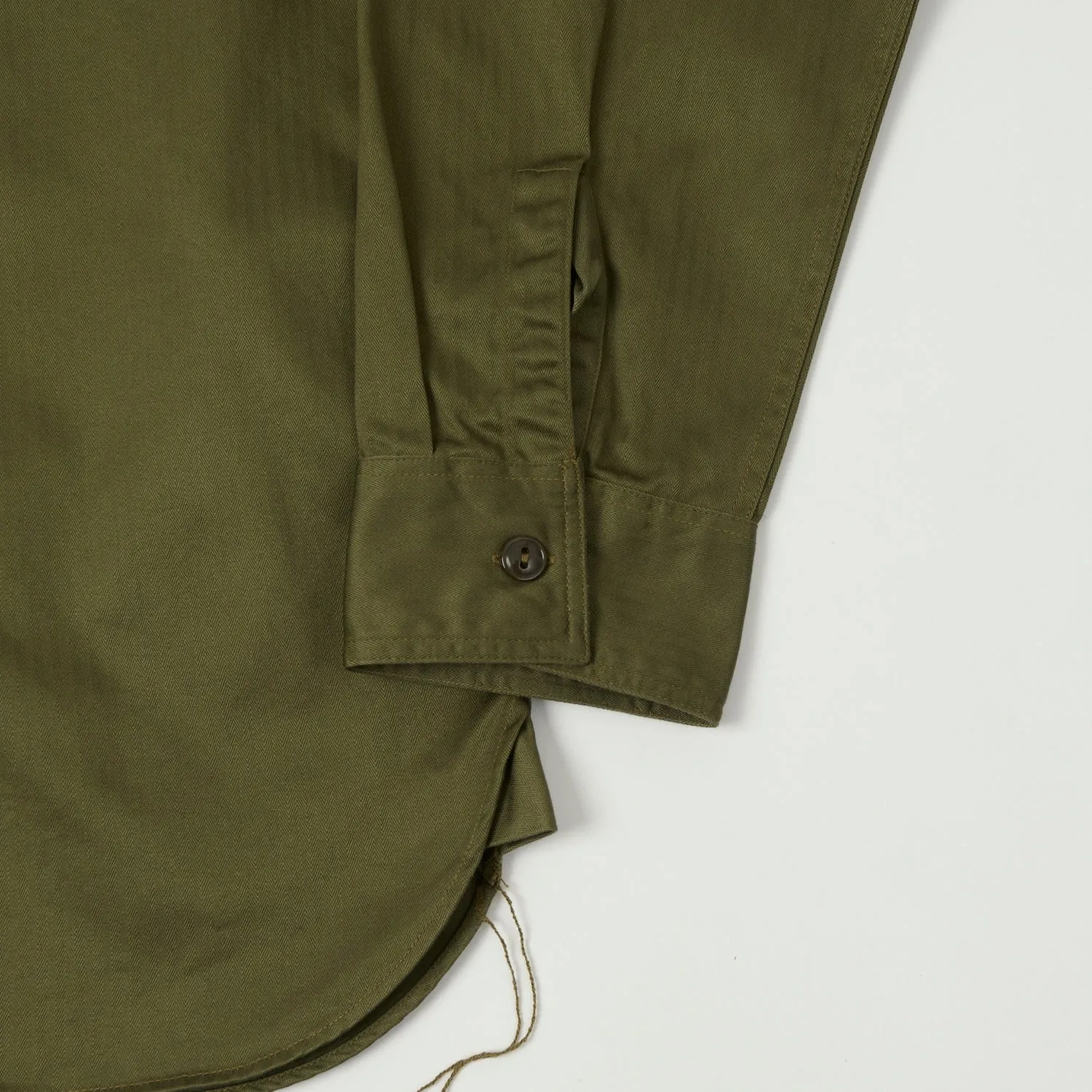 Buzz Rickson's Herringbone Open Pocket Work Shirt - Olive sold by Son of a Stag product image thumbnail 3