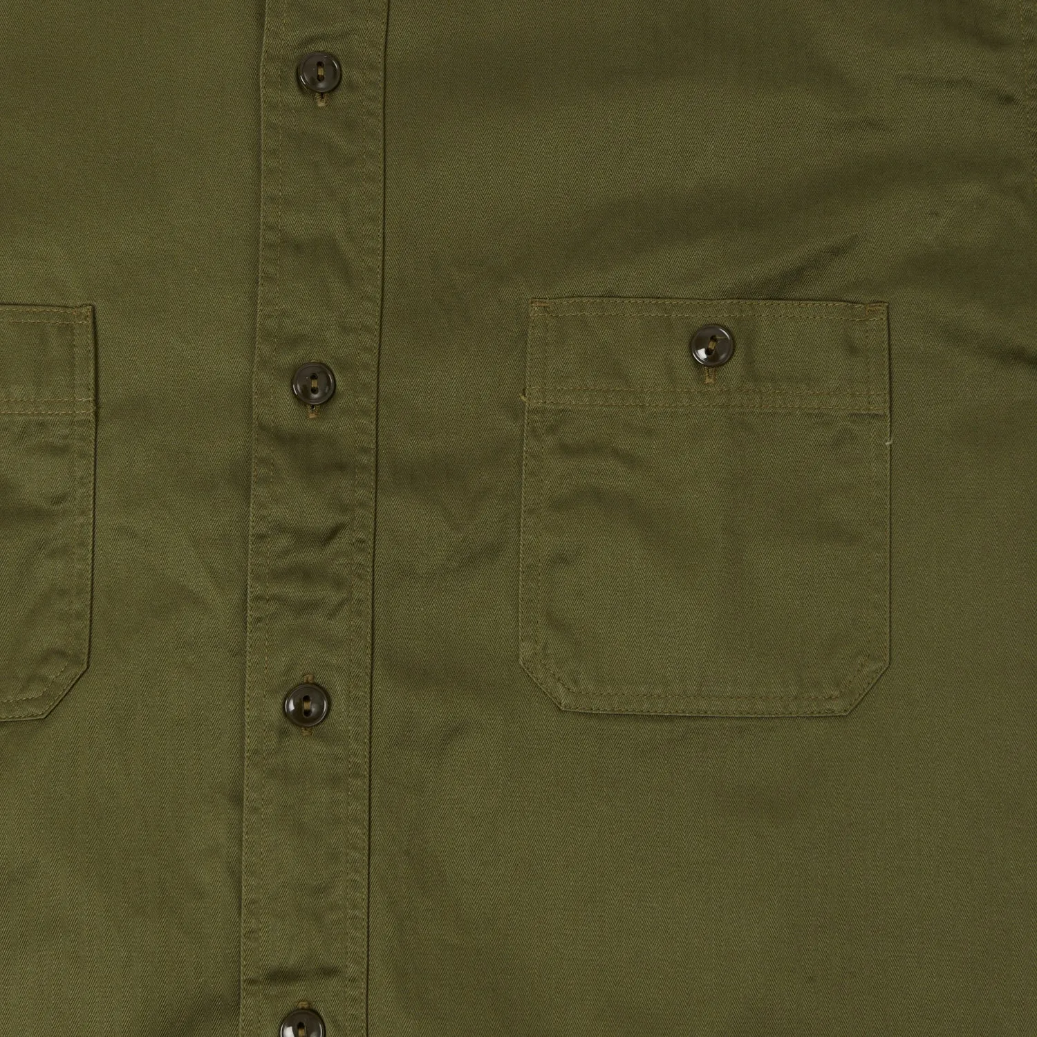 Buzz Rickson's Herringbone Open Pocket Work Shirt - Olive sold by Son of a Stag product image thumbnail 4