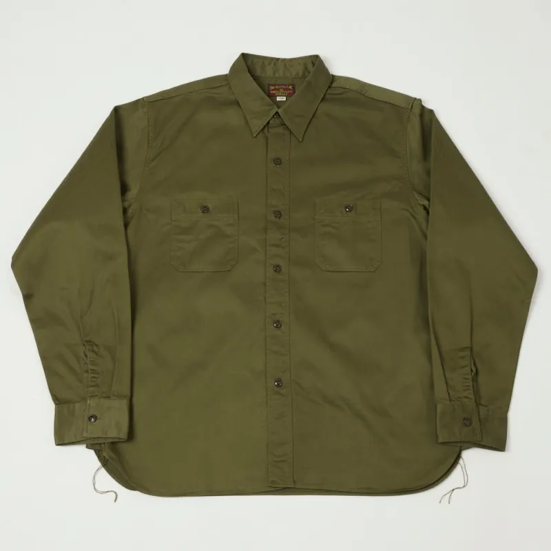 Buzz Rickson's Herringbone Open Pocket Work Shirt - Olive sold by Son of a Stag