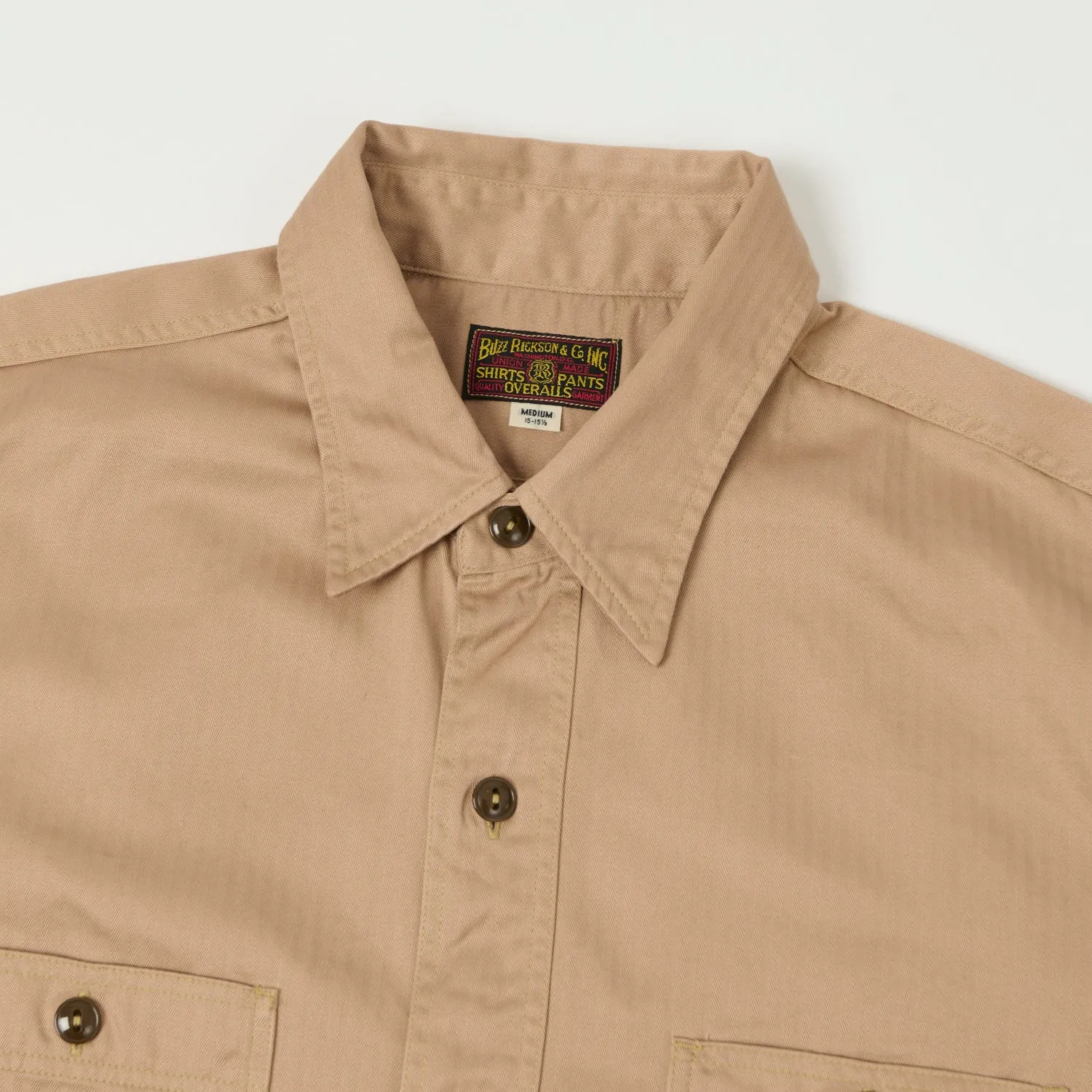 Buzz Rickson's Herringbone Open Pocket Work Shirt - Beige sold by Son of a Stag product image thumbnail 2