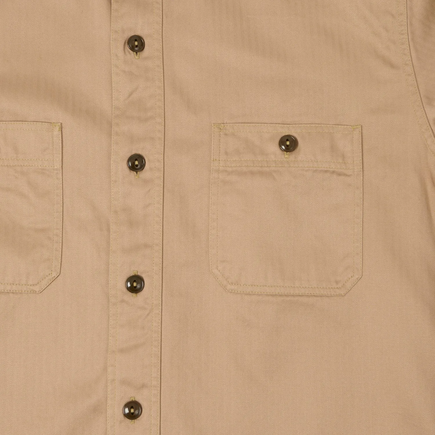 Buzz Rickson's Herringbone Open Pocket Work Shirt - Beige sold by Son of a Stag product image thumbnail 4