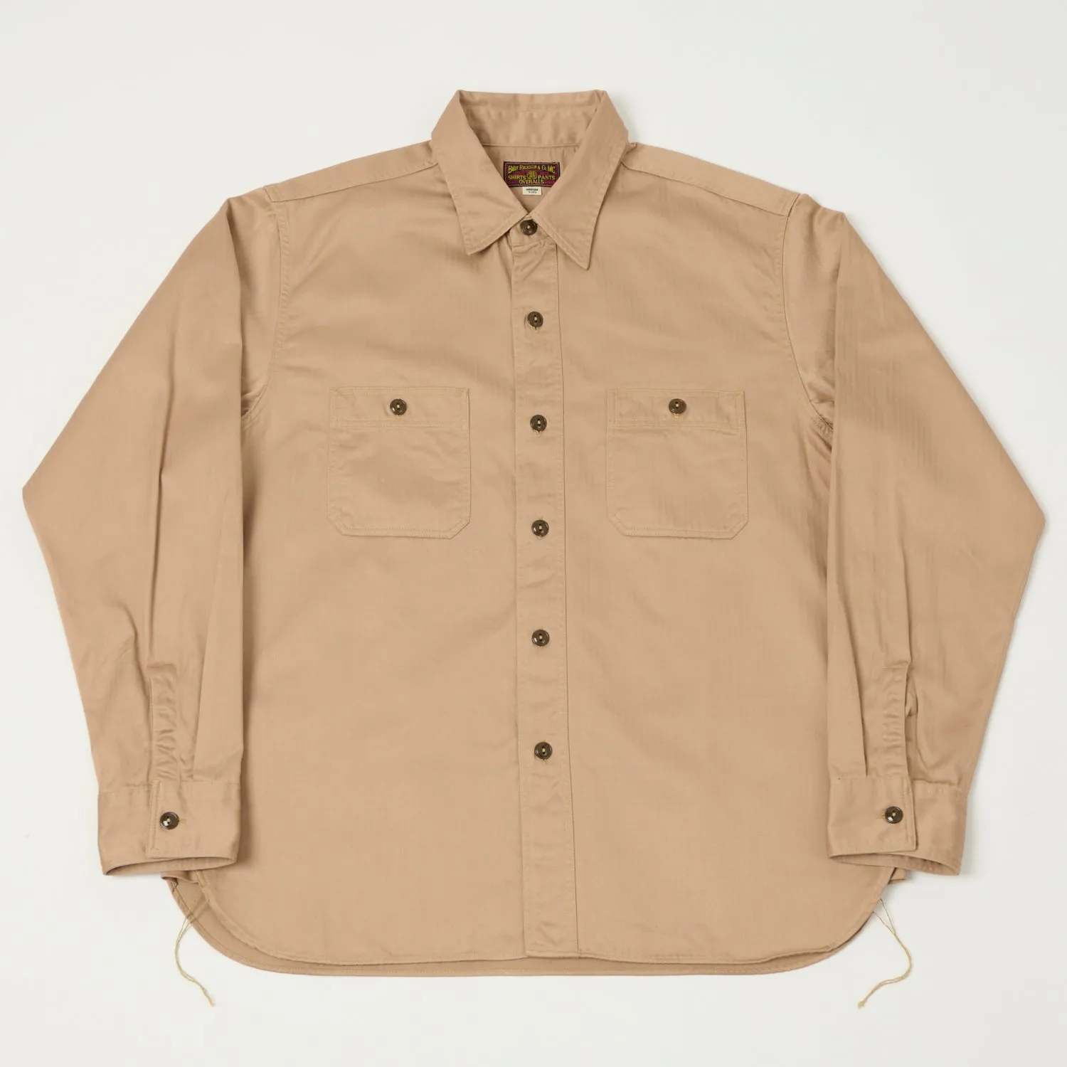 Buzz Rickson's Herringbone Open Pocket Work Shirt - Beige sold by Son of a Stag