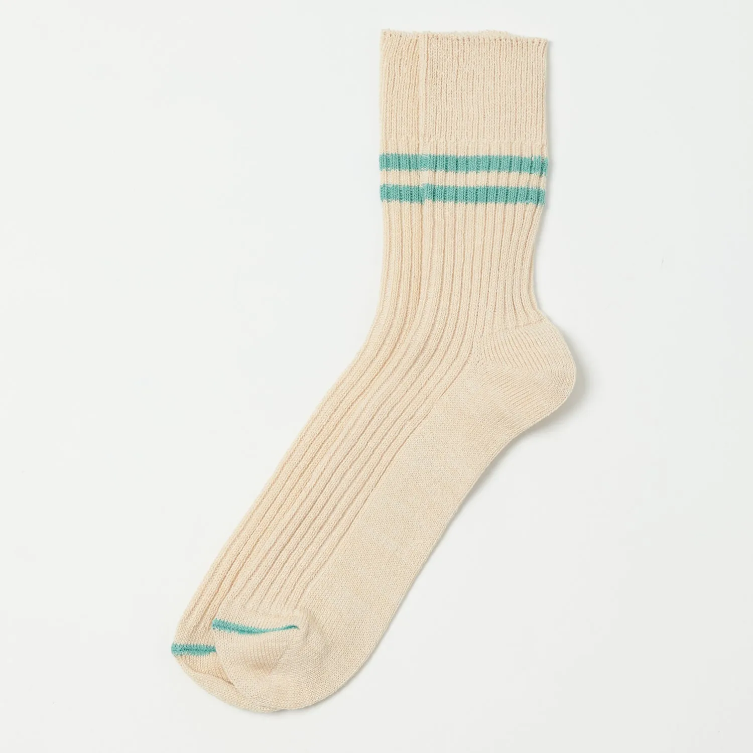 RoToTo Hemp & Organic Cotton Stripe Sock - White Sand/Turquoise sold by Son of a Stag