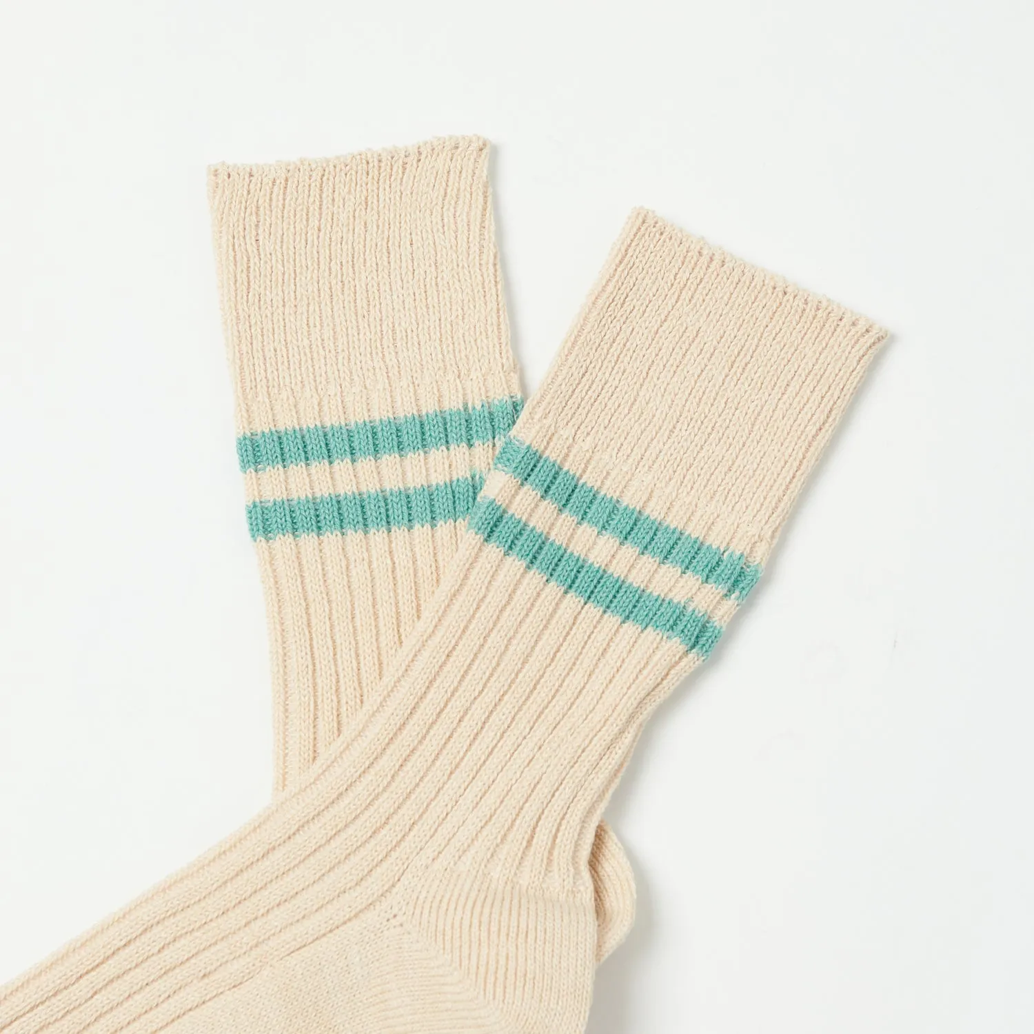 RoToTo Hemp & Organic Cotton Stripe Sock - White Sand/Turquoise sold by Son of a Stag product image thumbnail 2