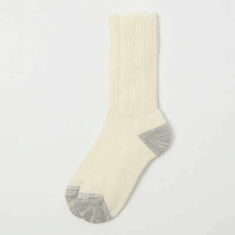RoToTo Coarse Ribbed Oldschool Crew Sock - Ecru sold by Son of a Stag
