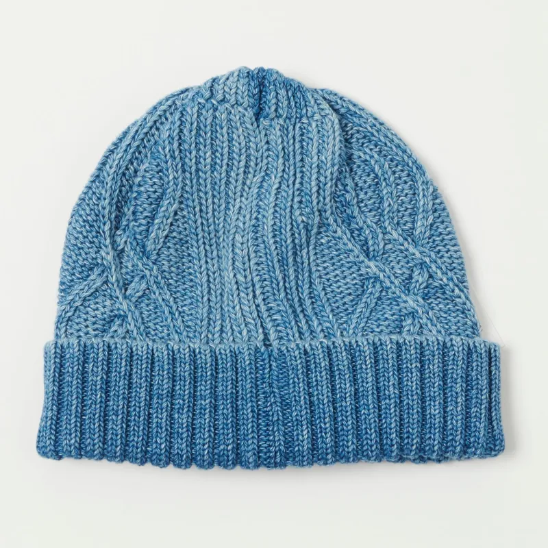 RoToTo Cotton Aran Watch Cap - Light Denim sold by Son of a Stag