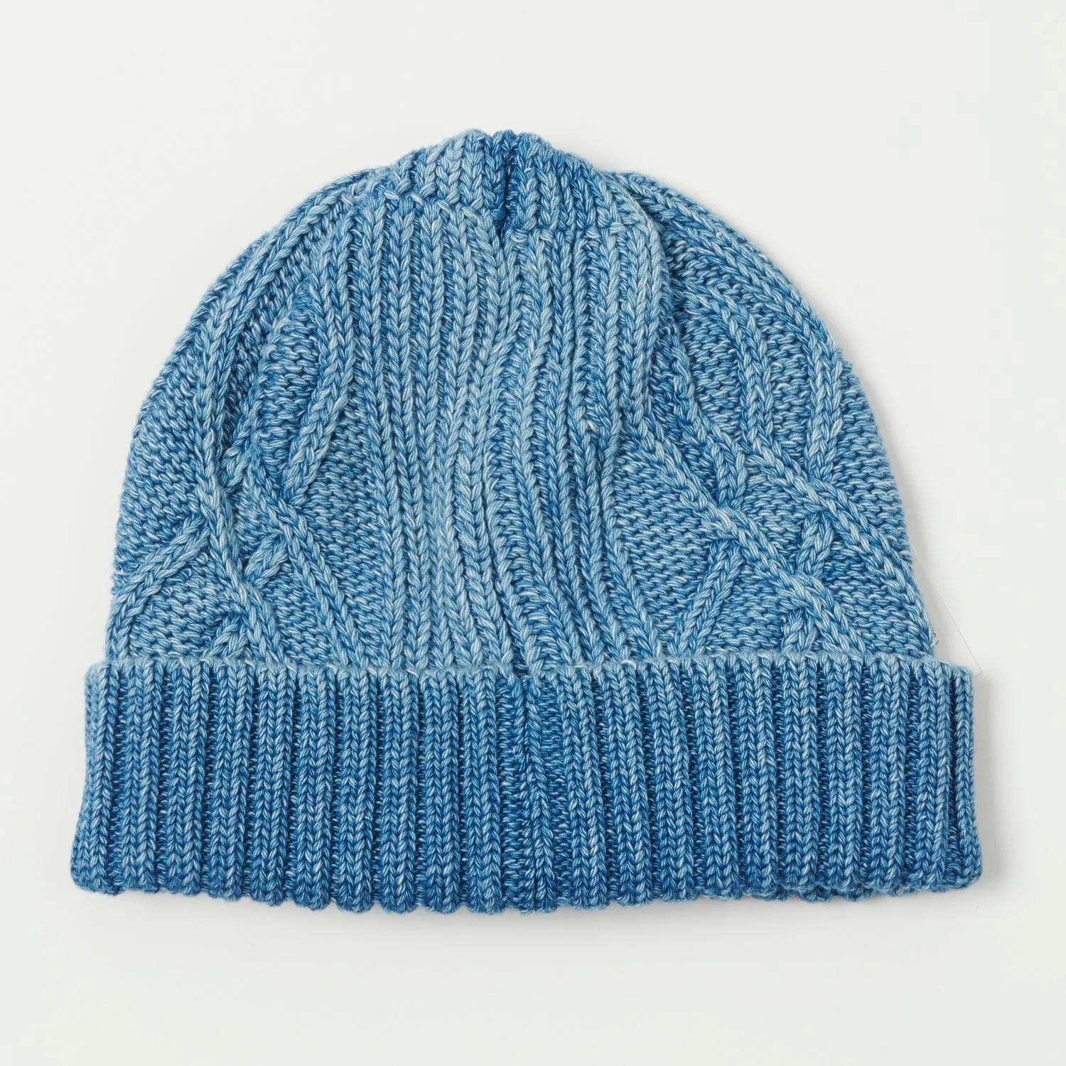RoToTo Cotton Aran Watch Cap - Light Denim sold by Son of a Stag