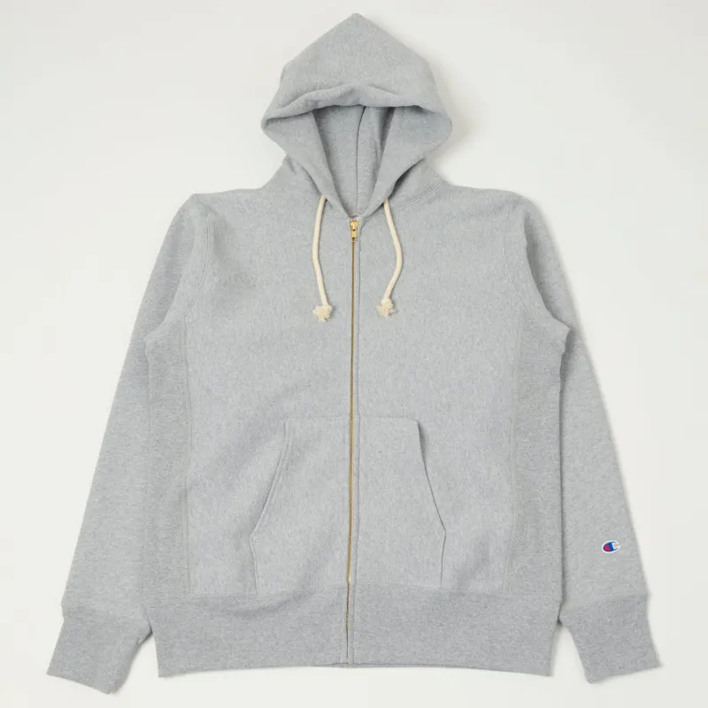 Champion Made in USA Reverse Weave Zipped Hoodie - Oxford Grey sold by Son of a Stag