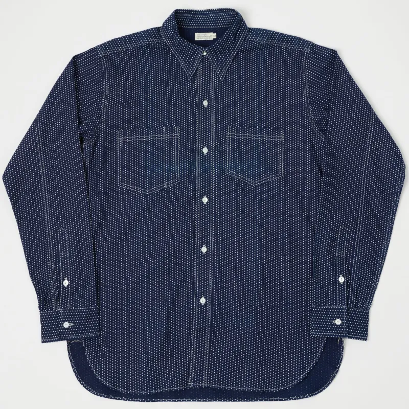 Warehouse & Co 3025 Duck Digger 'Wide Awake' Shirt - Indigo Dot sold by Son of a Stag