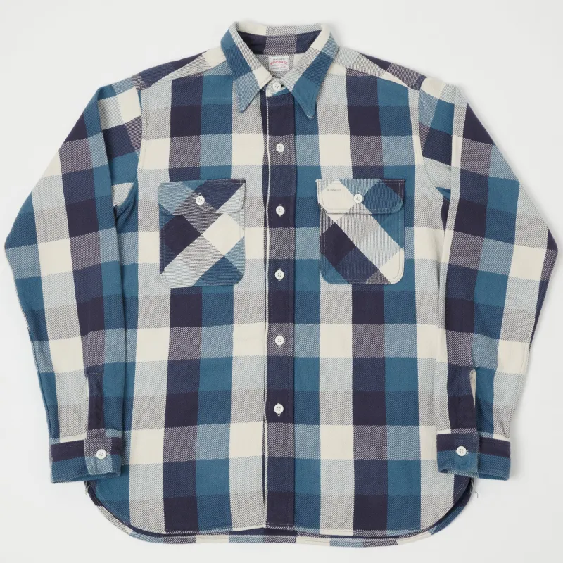 Warehouse & Co 3104 Buffalo Check Flannel Shirt - Blue Washed sold by Son of a Stag