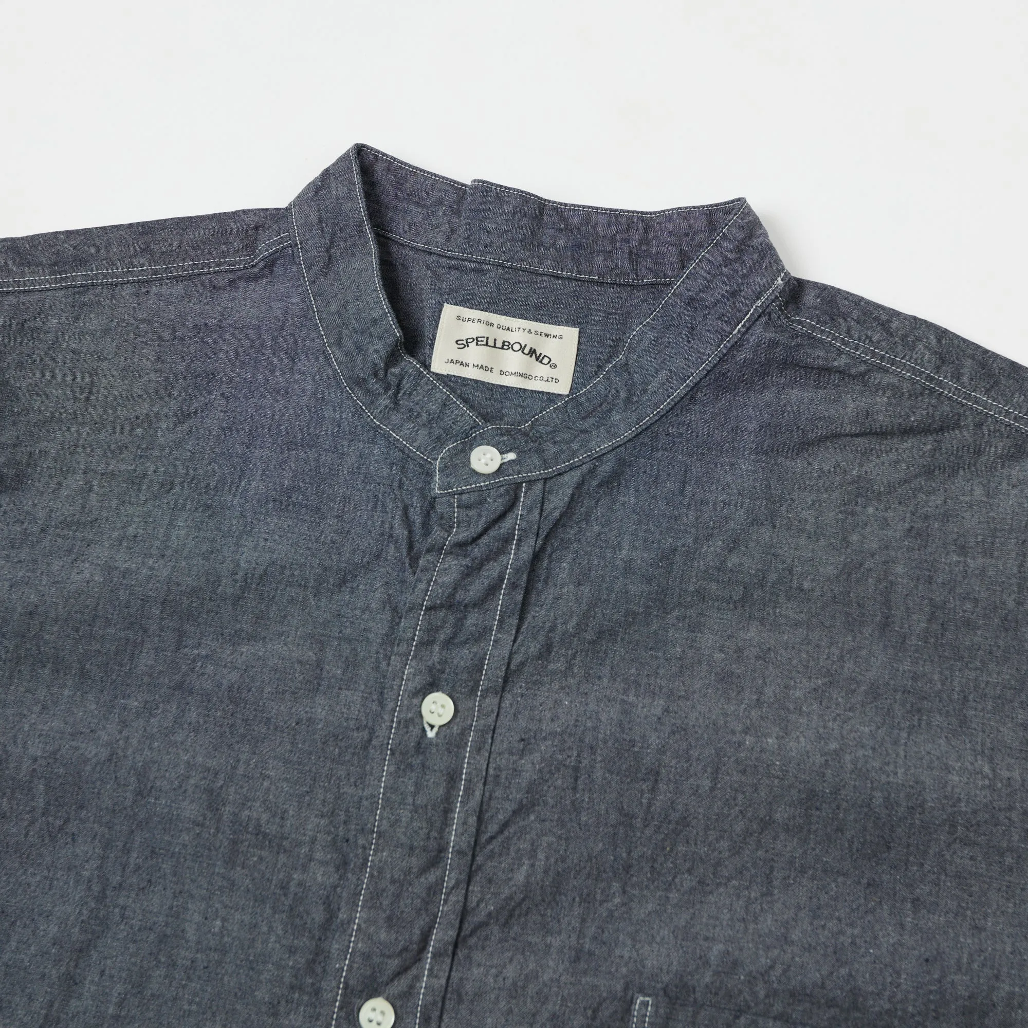Spellbound Stand Collar Chambray Shirt - Navy sold by Son of a Stag product image thumbnail 2