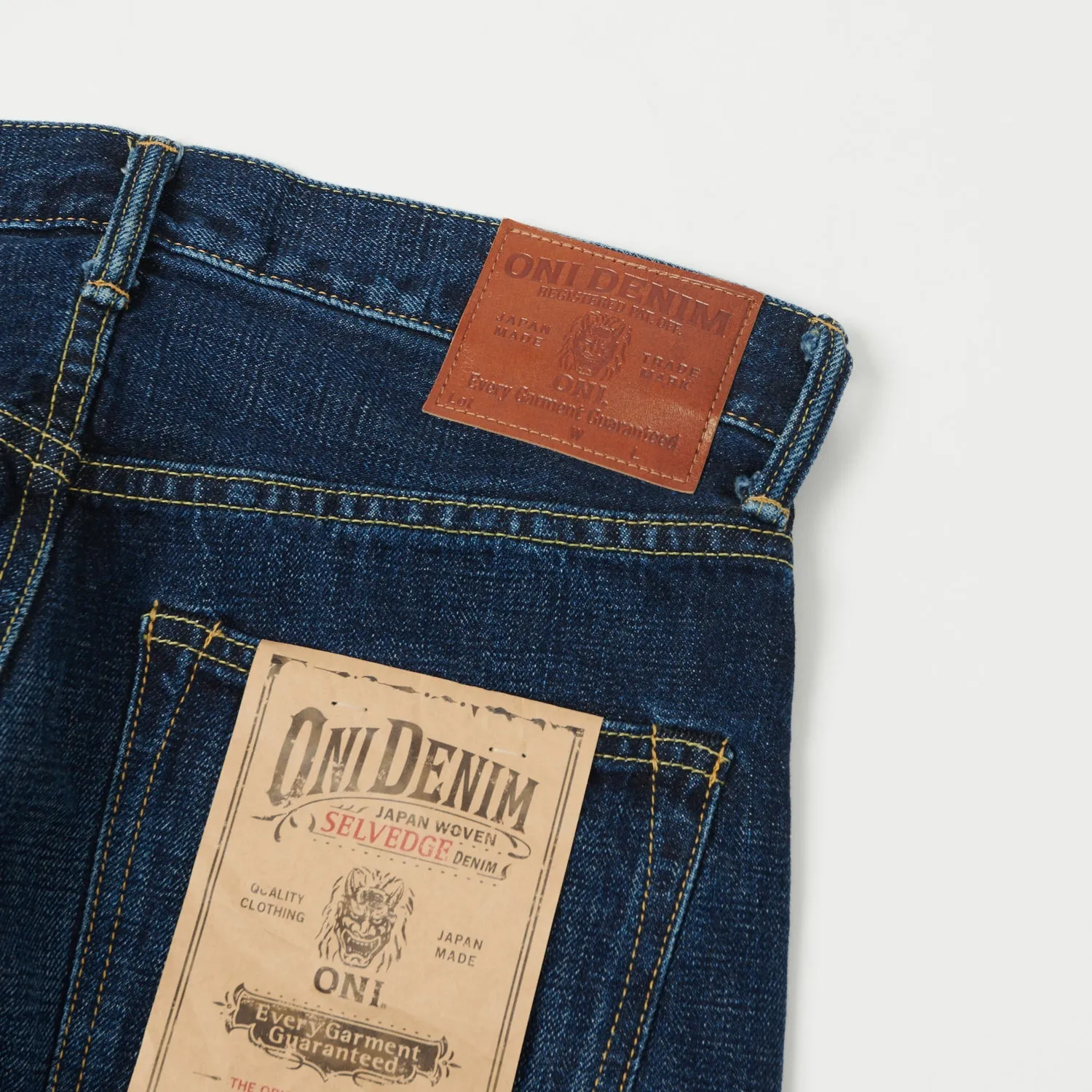 ONI Denim 240 Low Tension 15oz Regular Tapered Jean - 6 Month Used Dark Wash sold by Son of a Stag product image thumbnail 2